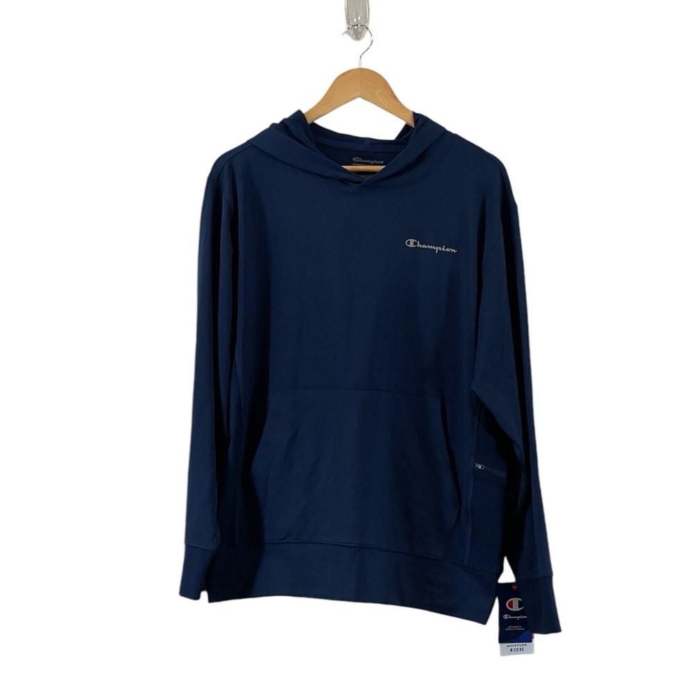 NWT Navy Champion Hoodie, Men’s‎ Medium, Moisture Wicking, Fleece Lining
